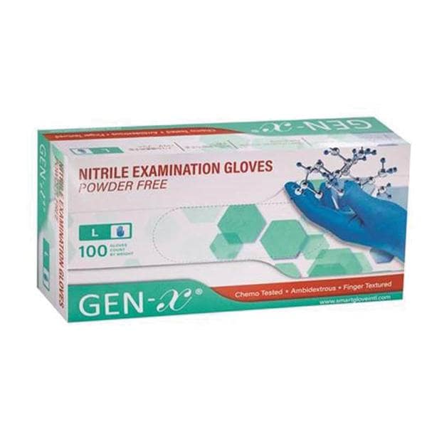 Gloves Exam GEN-X Powder-Free Nitrile Large Ice Blue 100/Bx, 10 BX