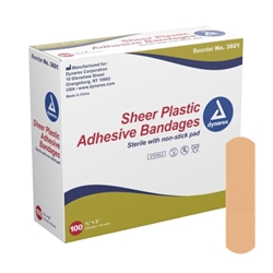 Adhesive Bandage, Sheer Strips 3/4"x3", St - 100/bx band-aid bandaid band aid