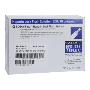 BD POSIFLUSH HEPARIN LOCK FLUSH SYRINGE, 10 UNITS/ML, 30/BX 
