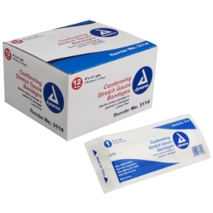 Conforming Stretch Gauze Bandage Roll, Sterile, 4" - 12/bx 