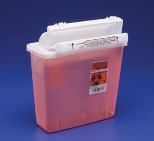Covidien Sharps Container, Translucent Red w/ SHARPSTAR Lid, 5 Quart 