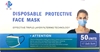 Disposable Protective Face Mask, 3-Ply, 50/bx 