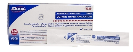 Dukal Cotton Tipped Applicators Sterile, 6" Plastic Shaft (2/pk, 100 pk/bx) 