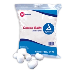 Dynarex Cotton Balls, Medium, N/S - 2000/bg 