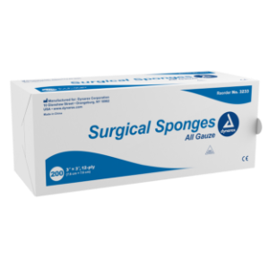 Dynarex Gauze Sponge - Non Sterile - 3"x 3" - 12 Ply - 200/Sleeve. #3233 