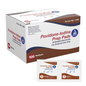 Dynarex Povidone Prep Pads, Medium - 100/bx 