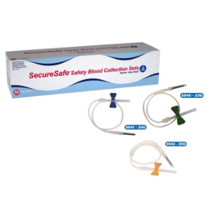 Dynarex SecureSafe Safety Blood Collection Set, 23G 3/4", 50/BX 