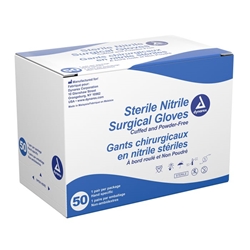 Dynarex Sterile Nitrile Surgical Gloves, Powder-Free, 50pr/bx 