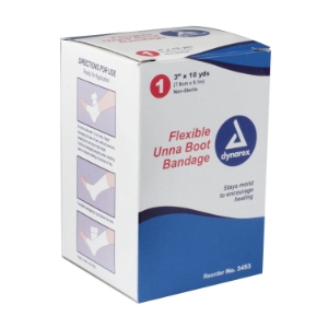 Dynarex Unna Boot Bandage, 3" x 10 Yds PLAIN 