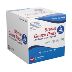 Gauze Pad Sterile 1's, 4x4 12 Ply - 100/bx 