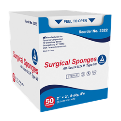 Gauze Sponge Sterile 2s, 2x2  8 Ply - 50 pouches/tray 