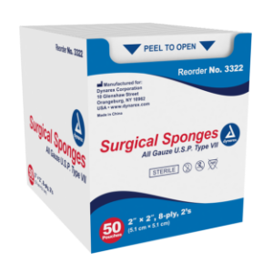 Gauze Sponge Sterile 2's, 2x2  8 Ply - 50 pouches/tray 