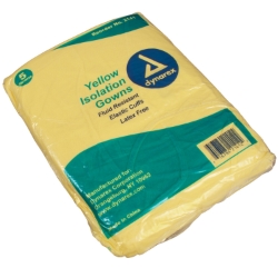Isolation Gown Fluid Resistant; Yellow Full Back - 50/Cs 