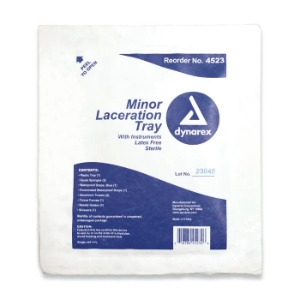 Minor Laceration Tray w/ Instruments, sterile, individual count 