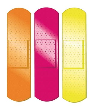Neon Adhesive Bandages Assorted Colors 3/4" x 3" 100 Sterile Bandages/bx 