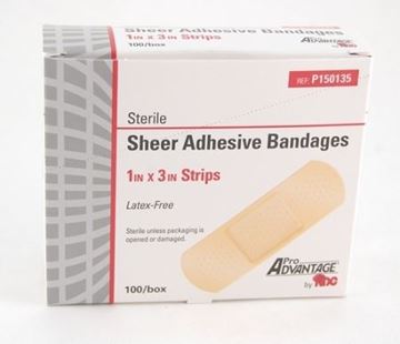Pro Advantage Sheer Adhesive Bandages, 1" x 3", 100/BX 