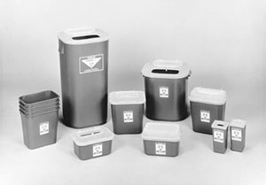 Sharps Container, 8 Gallon Red, 13¾"W x 13¾"D x 14"H 