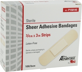 Sheer Adhesive Bandages 3/4" x 3" Strips 100/bx band-aid bandaid band aid
