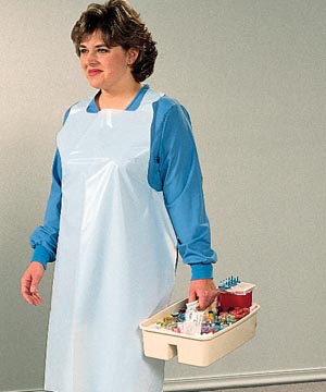 Tidi Premium Poly Aprons, 28" x 46", Lightweight, White, 100/bx 