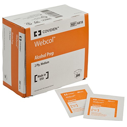 Webcol Alcohol Prep Pad, Medium, 2-Ply, 200/bx 
