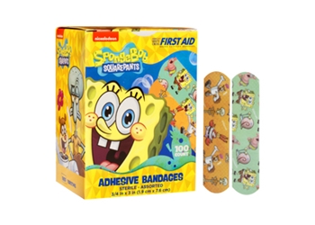 Spongebob Squarepants Bandages, 100/bx band-aid bandaid band aid childrens childrens child