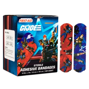 GI Joe Adhesive Bandages, Stat Strip, 3/4" x 3", 100/Box.  band-aid bandaid band aid childrens children's child