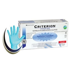 Gloves Exam Criterion Powder-Free Nitrile Small Blue 100/Bx, 10 BX/CA 