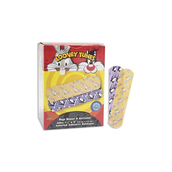 Looney Tunes Bugs Bunny & Sylvester Adhesive Bandage, ¾" x 3", 100/bx band-aid bandaid band aid childrens children's child