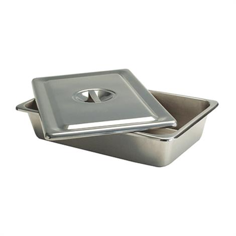 Grafco Instrument Catheter Tray W/ Strap Handle Cover, Stainless Steel, 8 7/8" x 5" x 2" 