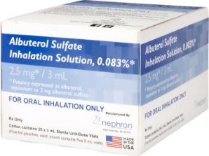 Albuterol Sulfate Inhalation Solution, 0.083%, 25x3mL Vials/bx 