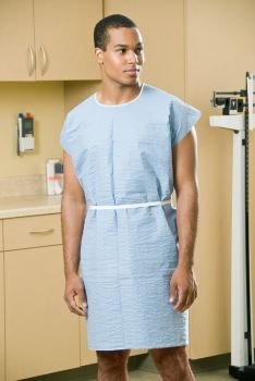 Graham Medical Large Scrim Tissue Gown, Blue, Sewn Shoulder & Poly Ties 36" x 45", 25/cs 