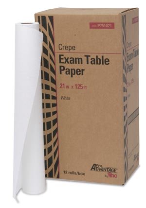 Pro Advantage Crepe Exam Table Paper, White, 21" x 125, 12 Rolls/box 