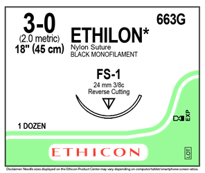 Ethicon Ethilon 3-0 BLACK 1X18" FS-1, 12/bx 