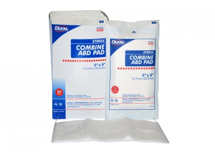 Combine ABD Pads, Sterile, 8" x 10", 1/pk, 20 pk/tray, 16 tray/cs 