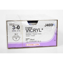 Ethicon #J460H 3/0 Nylon Suture, Black Mono, 18"/45cm, C7, 24mm 3/8 Circle, 3 Dozen/BX 