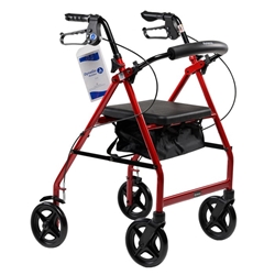 DynaGo Quad 8 - Aluminum Rollator With 7.5 inch Wheels, Red  