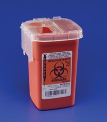 Sharps 1 Quart Phlebotomy Container W/ Lid - 1quart - External Dimensions 6.25" Height X 4.5" Width X 4.25" Depth - Red 