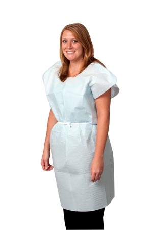 Pro Advantage Exam Gown, Tissue/ Poly/ Tissue, 30" x 42" , Blue, 50/cs 