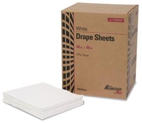 Pro Advantage Drape Sheet, 2-Ply, Tissue, 40" x 48", White, 100/cs 