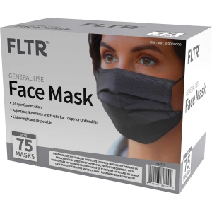 Black Ear Loop Face Masks, 75/bx 