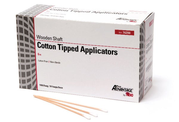 Pro Advantage Cotton-Tipped Applicator, 6" x 1/12", Wooden Shaft, Non-Sterile, 100/bg, 10 bg/bx (1000 total) 